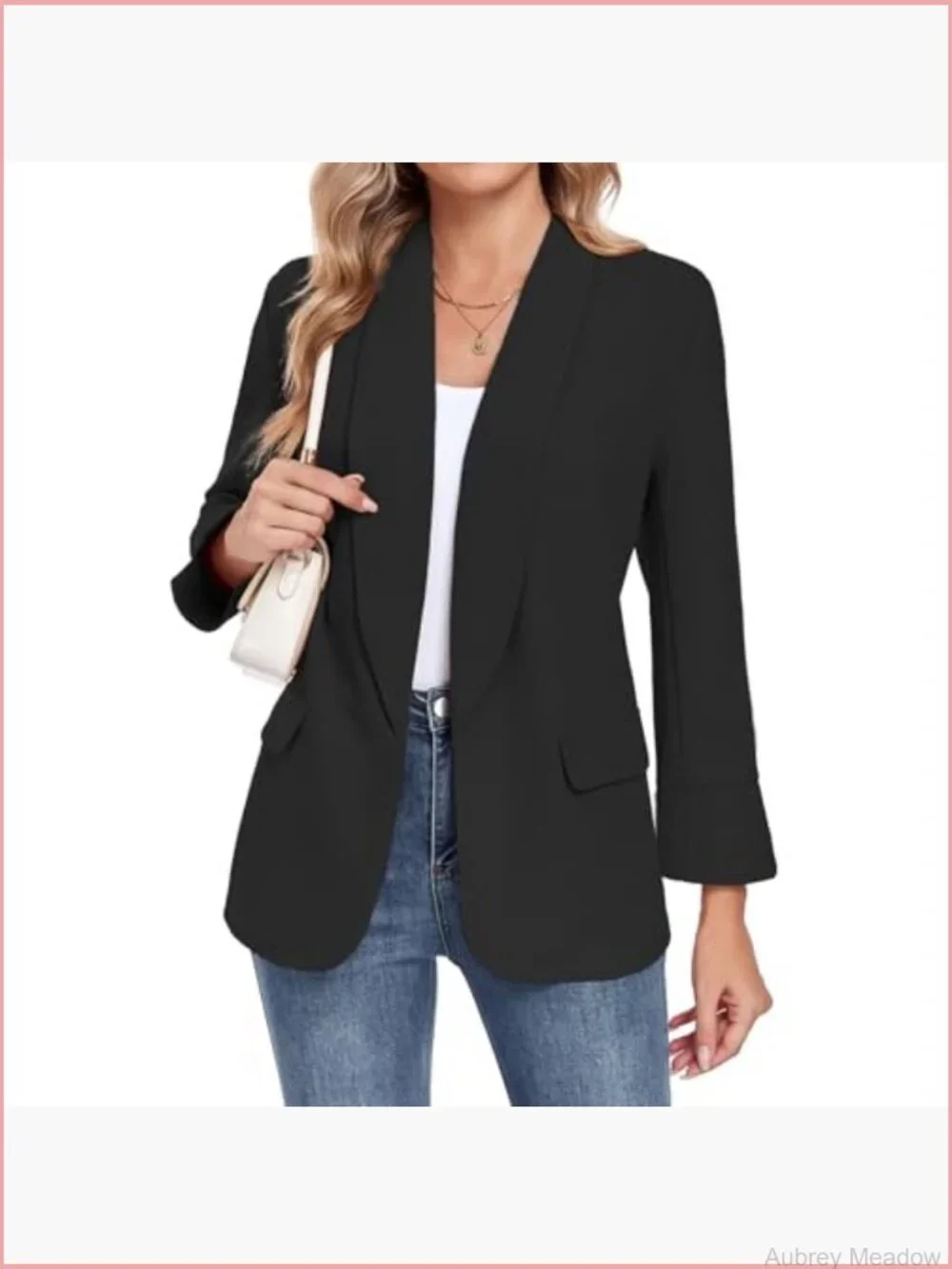 Classic Blazer Lapel Collar Open Front Long Sleeve Business Casual Work Suit